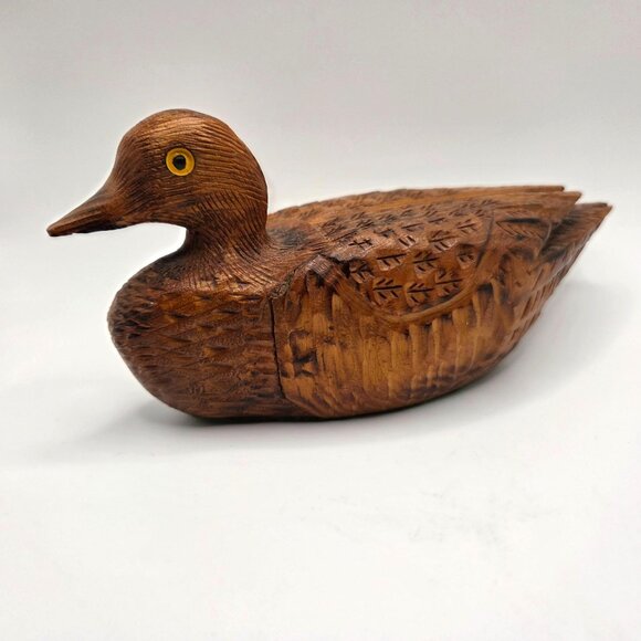 Vintage Hand Carved Wood Duck Decoy Female Mallard by GH Bushman Realistic - Picture 2 of 9